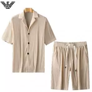 emporio armani manche courte survetement grandes marques  shirt and short sets ea2024 creme